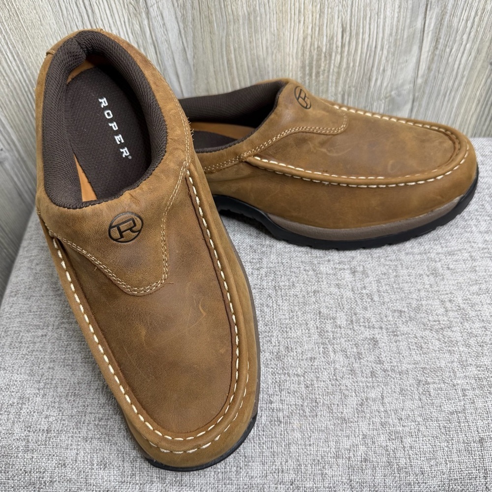 Roper Men's Tan Slip-On Leather Loafers